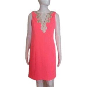 Vince Camuto neon pink sleeveless dress embroidered Coastalgranny Resort Barbie